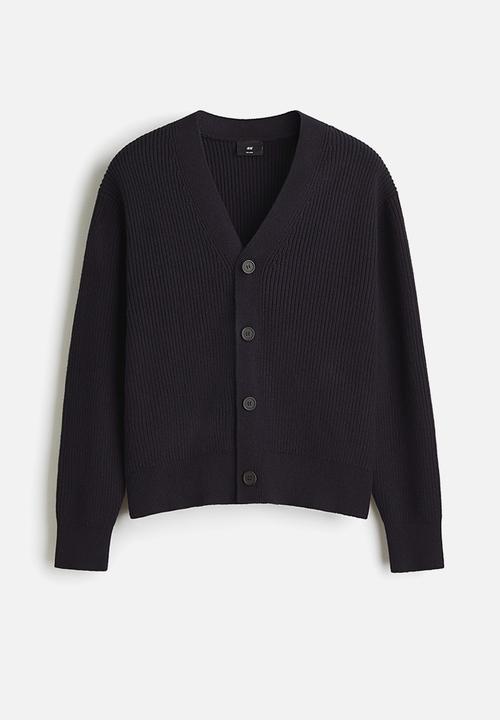 H&M - Relaxed fit rib-knit cardigan - navy blue
