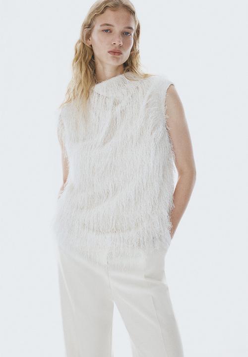 H&M - High-waisted tailored trousers - cream