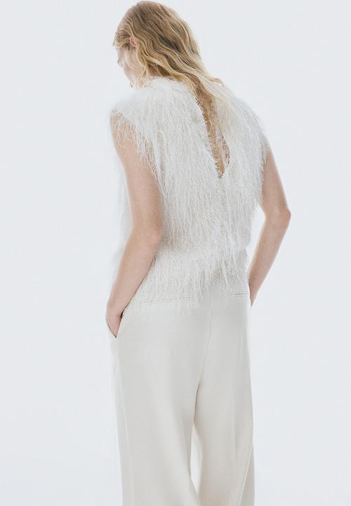 H&M - High-waisted tailored trousers - cream