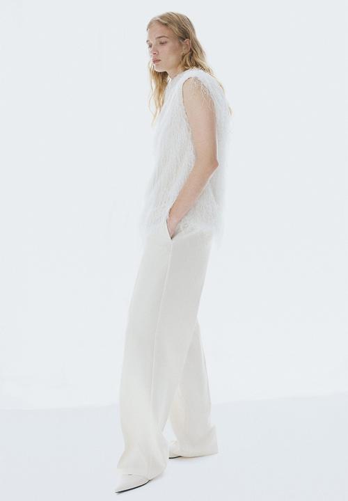 H&M - High-waisted tailored trousers - cream