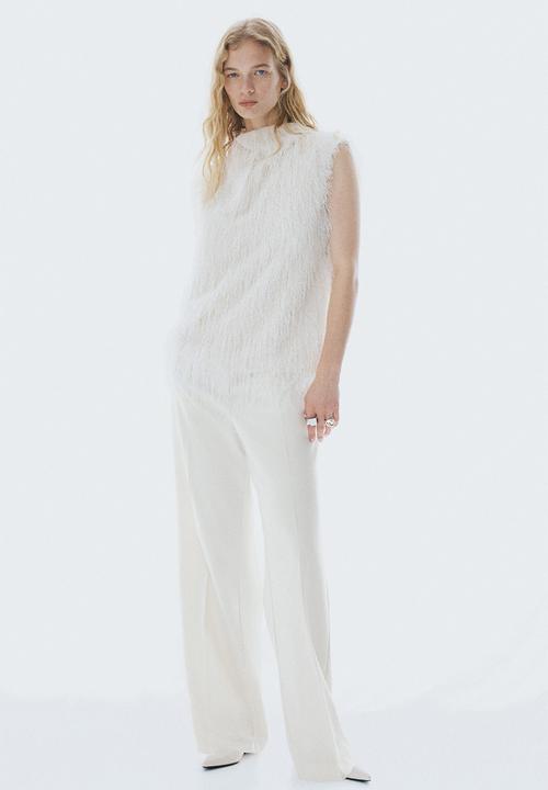 H&M - High-waisted tailored trousers - cream