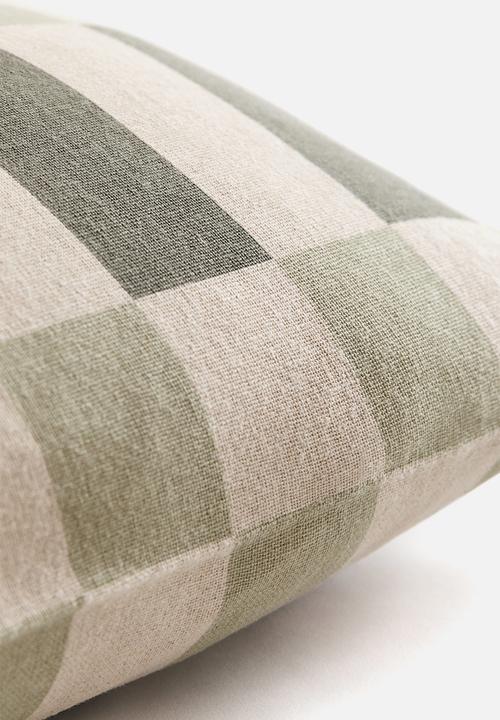 H&M - Linen-blend cushion cover - light beige/khaki green