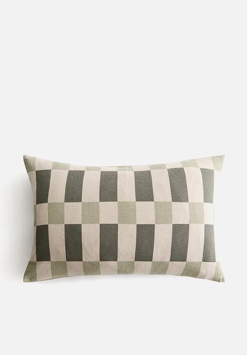 H&M - Linen-blend cushion cover - light beige/khaki green