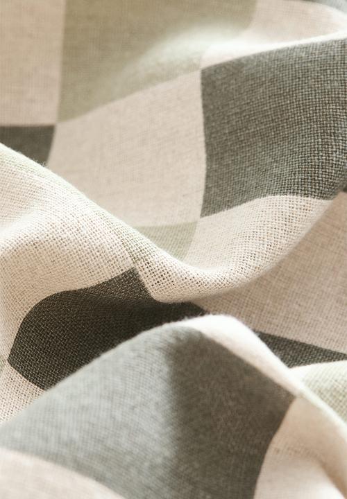 H&M - Linen-blend cushion cover - light beige/khaki green
