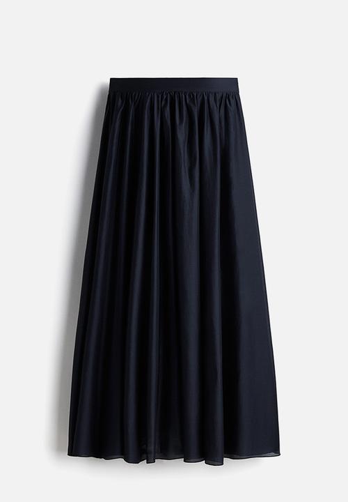 H&M - A-line midi skirt - navy blue