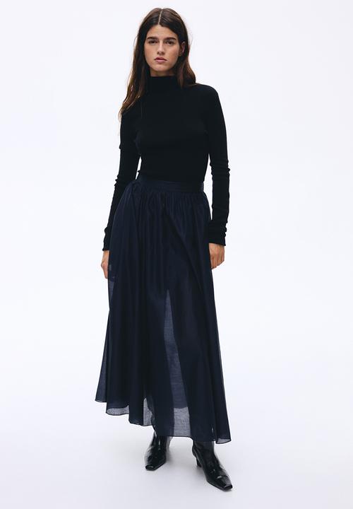 H&M - A-line midi skirt - navy blue