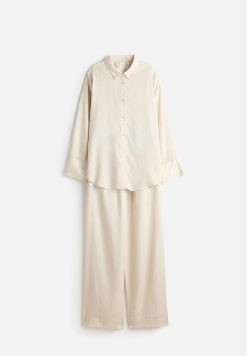H&M - Lyocell pyjamas - light beige/pinstriped