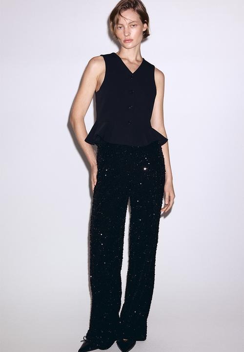 H&M - V-neck peplum waistcoat - black