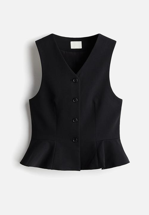 H&M - V-neck peplum waistcoat - black