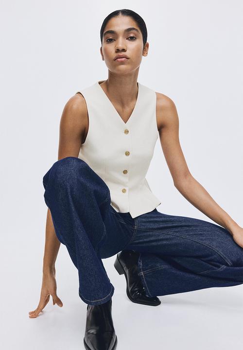 H&M - V-neck peplum waistcoat - cream