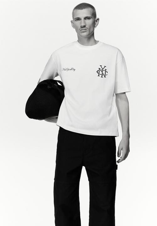 H&M - Loose fit printed t-shirt - white/new york city