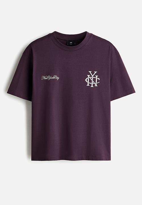 H&M - Loose fit printed t-shirt - purple/nyc