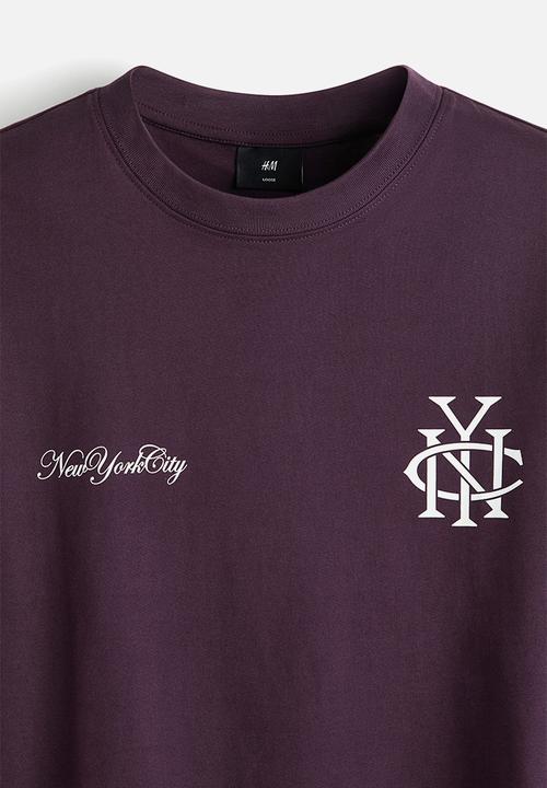 H&M - Loose fit printed t-shirt - purple/nyc