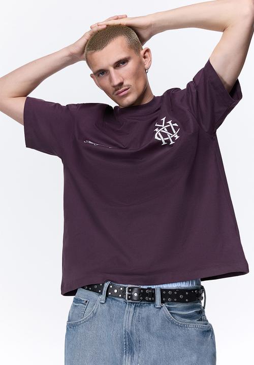 H&M - Loose fit printed t-shirt - purple/nyc