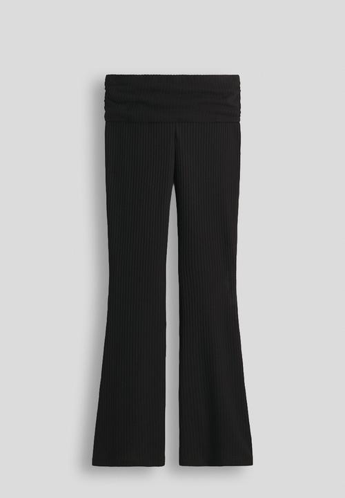 H&M - Rib-knit foldover-waist leggings - black