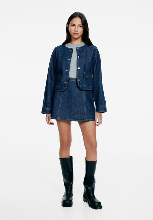 H&M - A-line mini skirt - dark denim blue