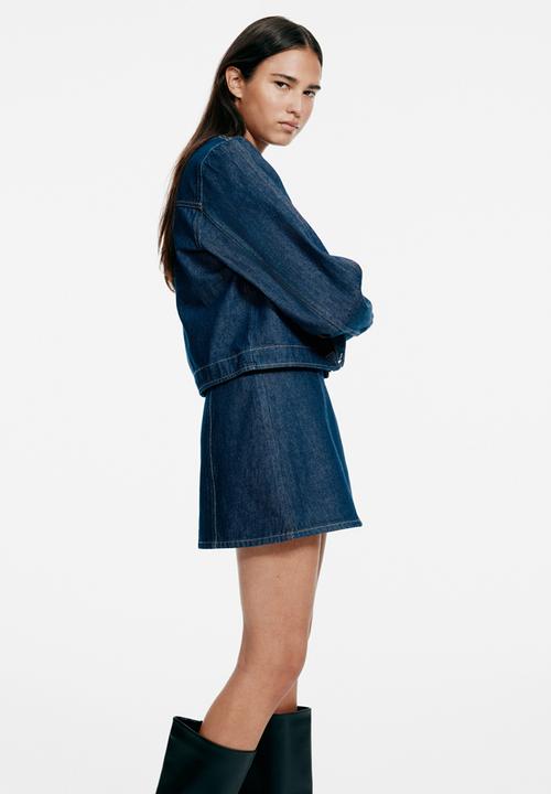 H&M - A-line mini skirt - dark denim blue