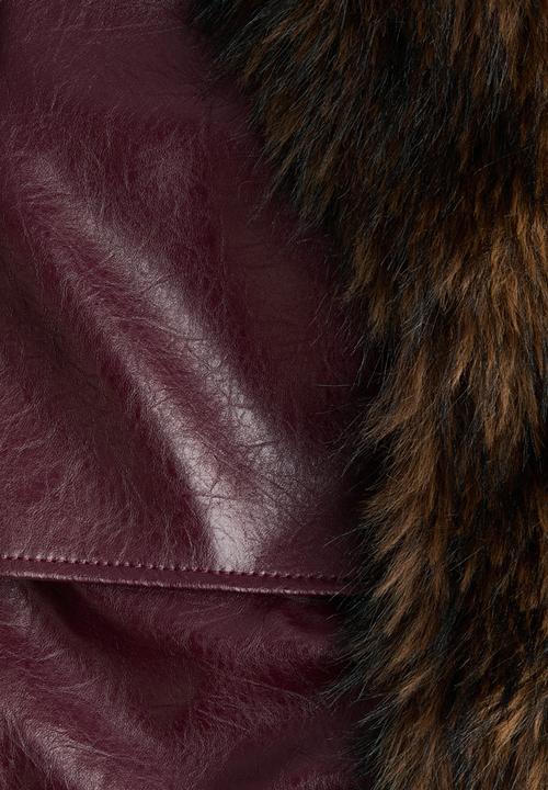 H&M - Cropped coated jacket - burgundy/brown