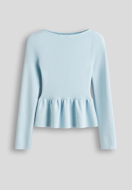H&M - Knitted peplum top - light blue