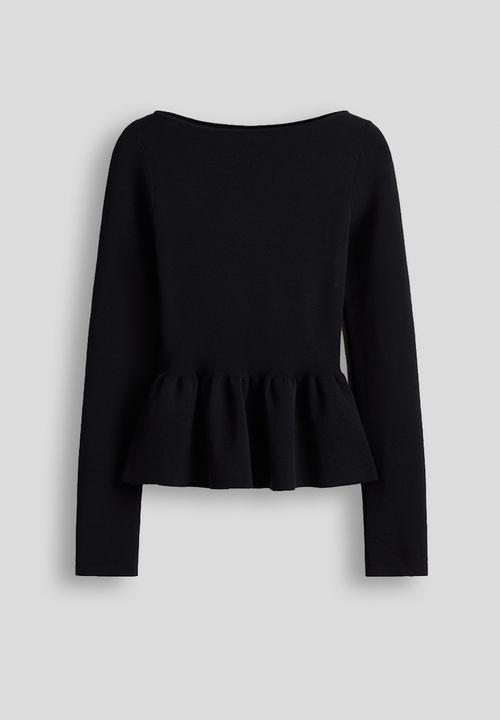 H&M - Knitted peplum top - black