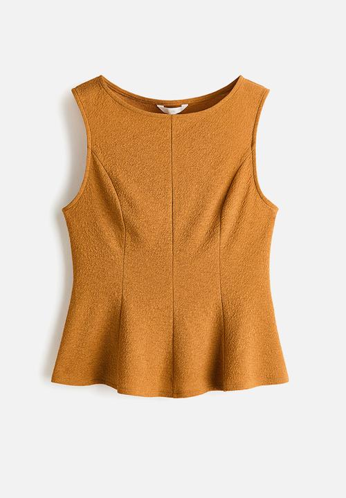 H&M - Sleeveless peplum top - light brown