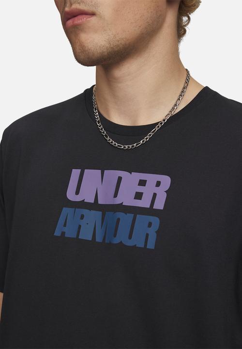 Under Armour - UA M BLOCK LOGO SS - Black/ Purple Luxe
