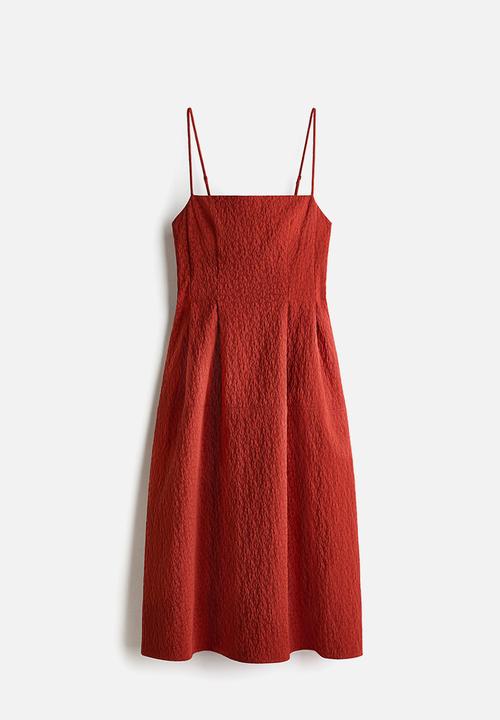 H&M - Jacquard-weave strappy dress - brick red