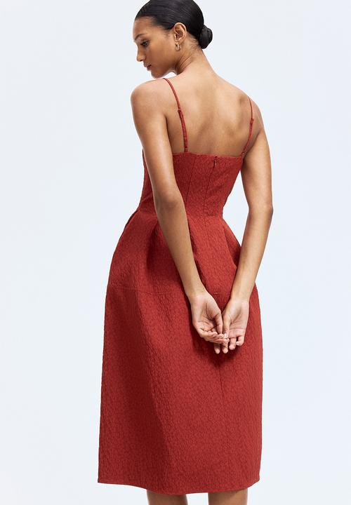H&M - Jacquard-weave strappy dress - brick red