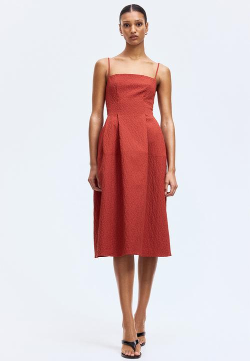 H&M - Jacquard-weave strappy dress - brick red