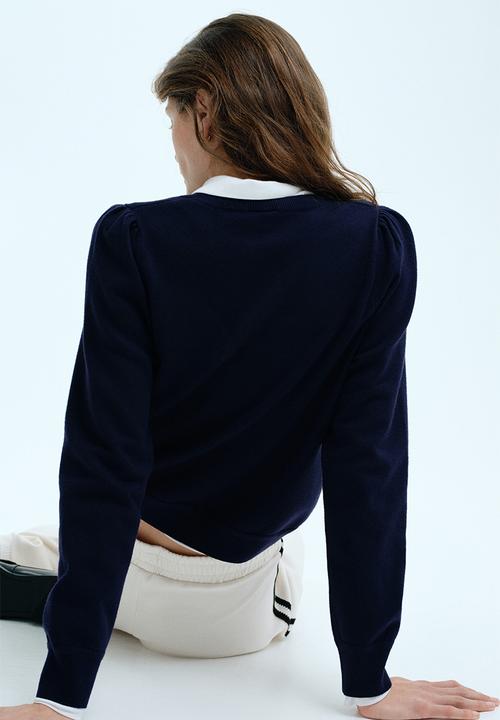 H&M - Puff-sleeved jumper - navy blue