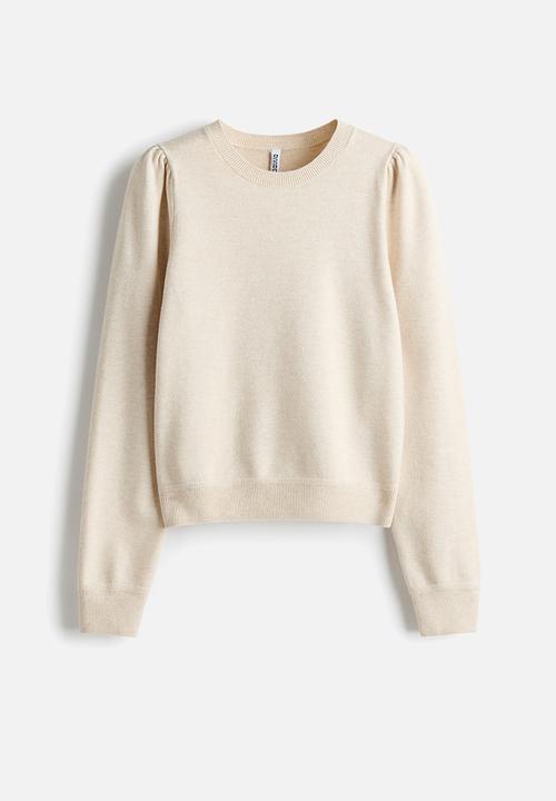 H&M - Puff-sleeved jumper - light beige