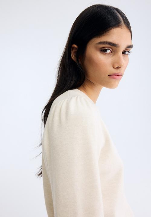 H&M - Puff-sleeved jumper - light beige