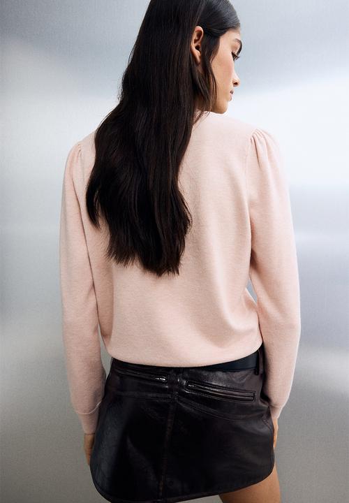 H&M - Puff-sleeved jumper - light coral pink