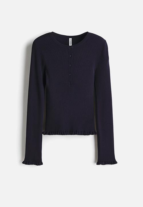 H&M - Rib-knit top - navy blue