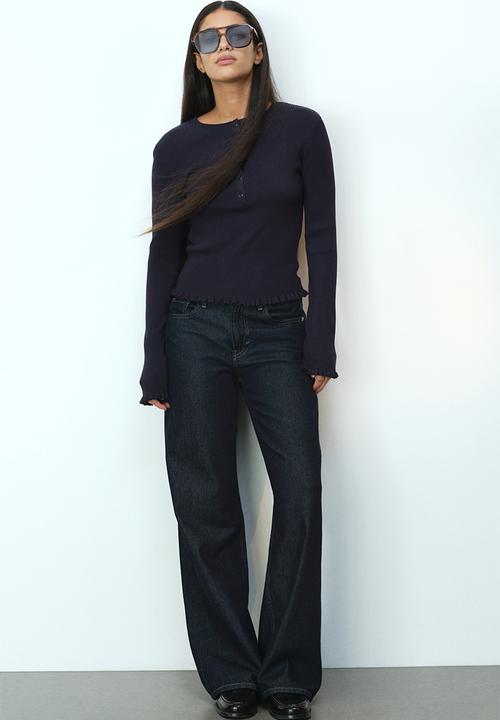 H&M - Rib-knit top - navy blue