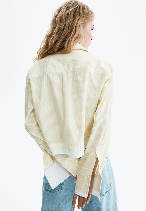 H&M - Layered-look poplin shirt - light yellow/striped