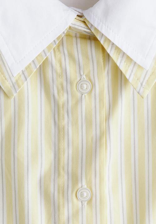 H&M - Layered-look poplin shirt - light yellow/striped