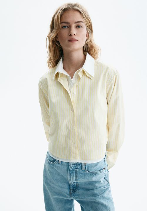 H&M - Layered-look poplin shirt - light yellow/striped