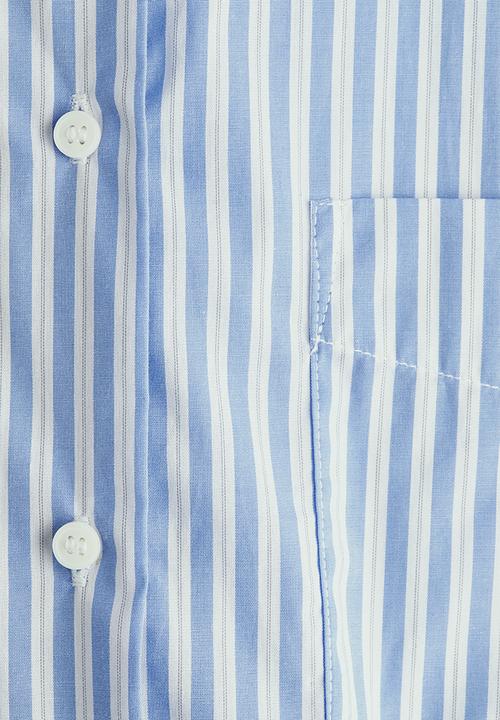 H&M - Oversized poplin shirt - blue/striped
