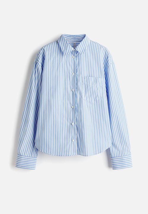 H&M - Oversized poplin shirt - blue/striped