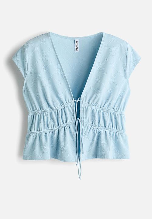 H&M - Tie-front top - light blue