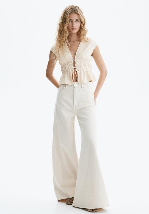H&M - Tie-front top - light beige