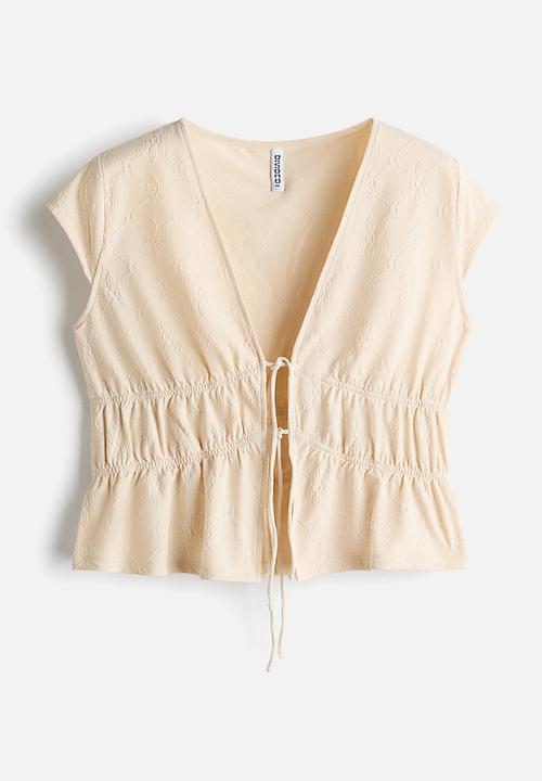 H&M - Tie-front top - light beige