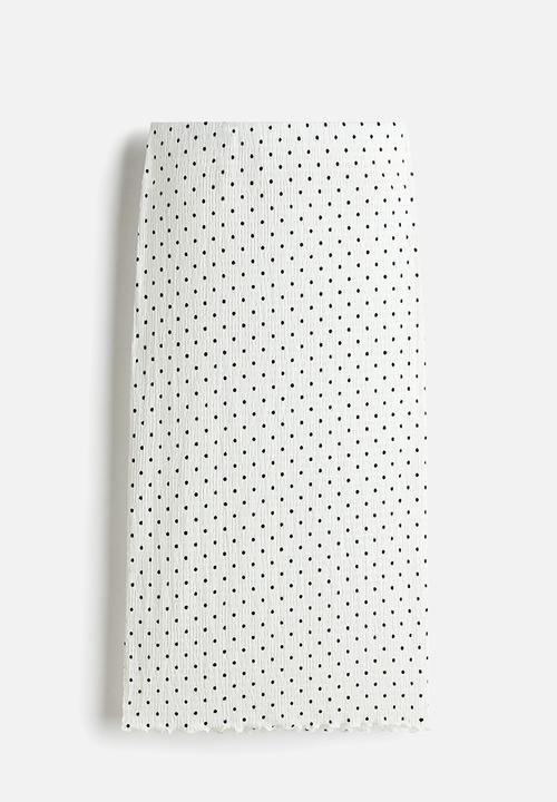H&M - Smocked skirt - white/spotted