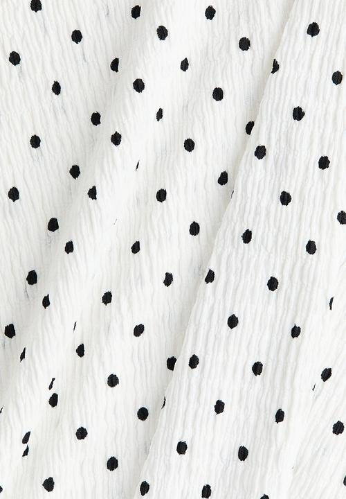 H&M - Smocked skirt - white/spotted