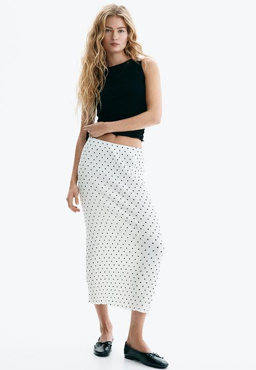 H&M - Smocked skirt - white/spotted