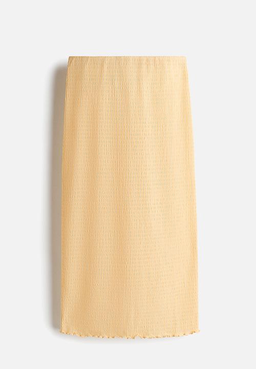 H&M - Smocked skirt - light yellow