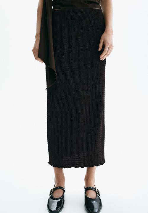 H&M - Smocked skirt - dark brown