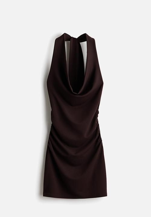 H&M - Draped halterneck dress - dark brown