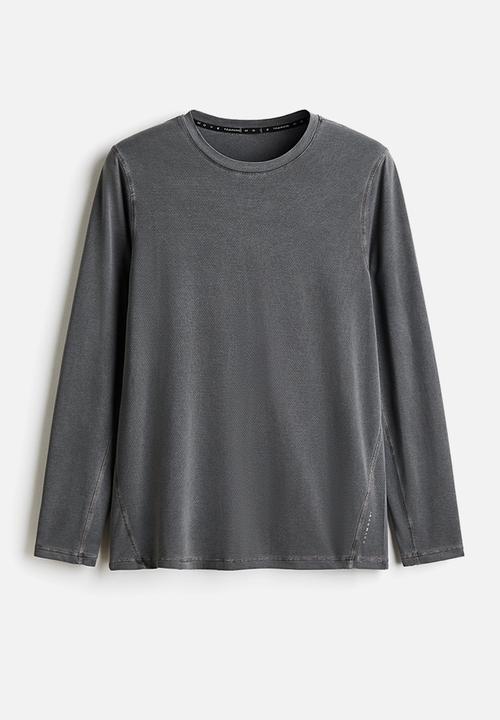 H&M - Regular fit long-sleeve sports top with drymove - dark grey